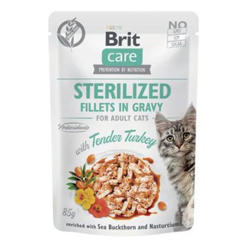 Brit Care Cat Fillets in Gravy Steril. Tend. Turkey 85 g