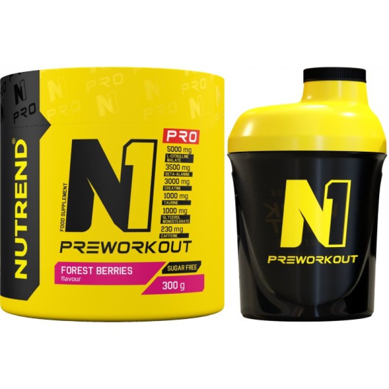 Nutrend N1 Pro Pre-Workout 300 g + šejkr (300 ml) zdarma