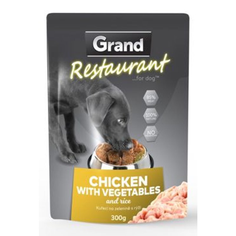 GRAND kaps. deluxe pes Restaur. 100% kuřecí, zel. 300 g