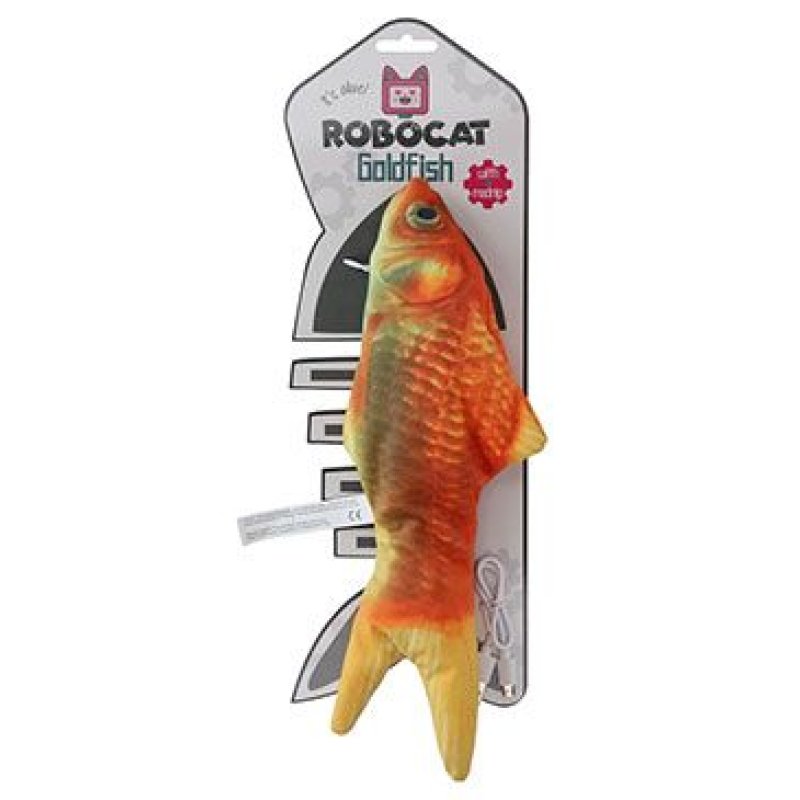 Hračka kočka Robocat Fish zlatá rybka madnip, USB 30 cm