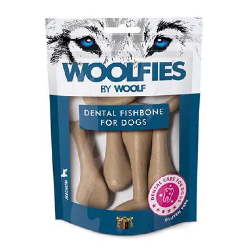 Pochoutka dentální Woolfies Dental Fishbone M 200 g