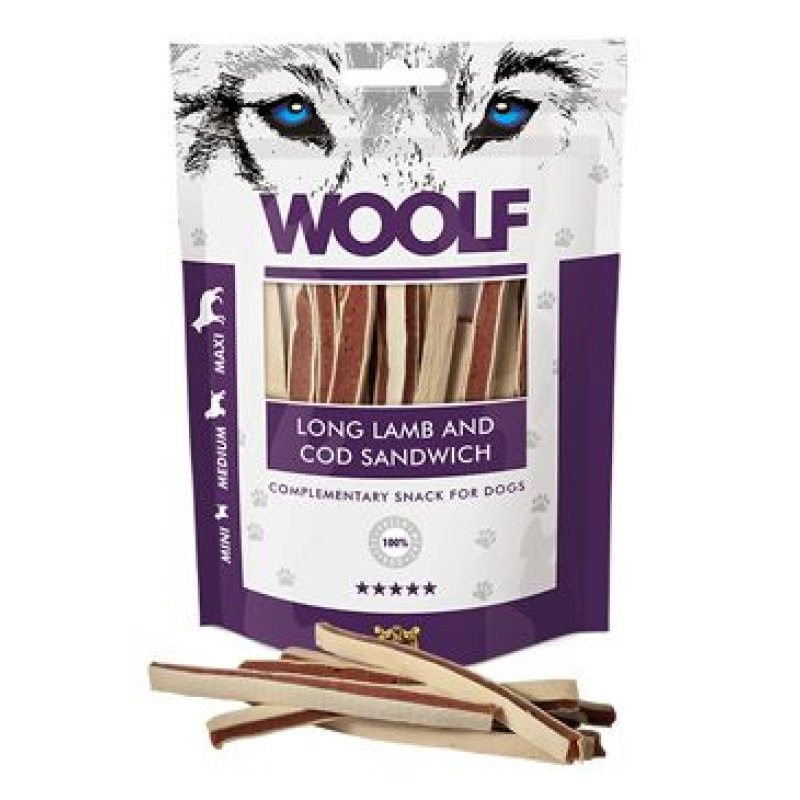 WOOLF Soft Lamb And Cod Sandwich Long 100 g