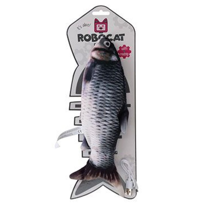 Hračka kočka Robocat Fish kapr madnip, USB 30 cm