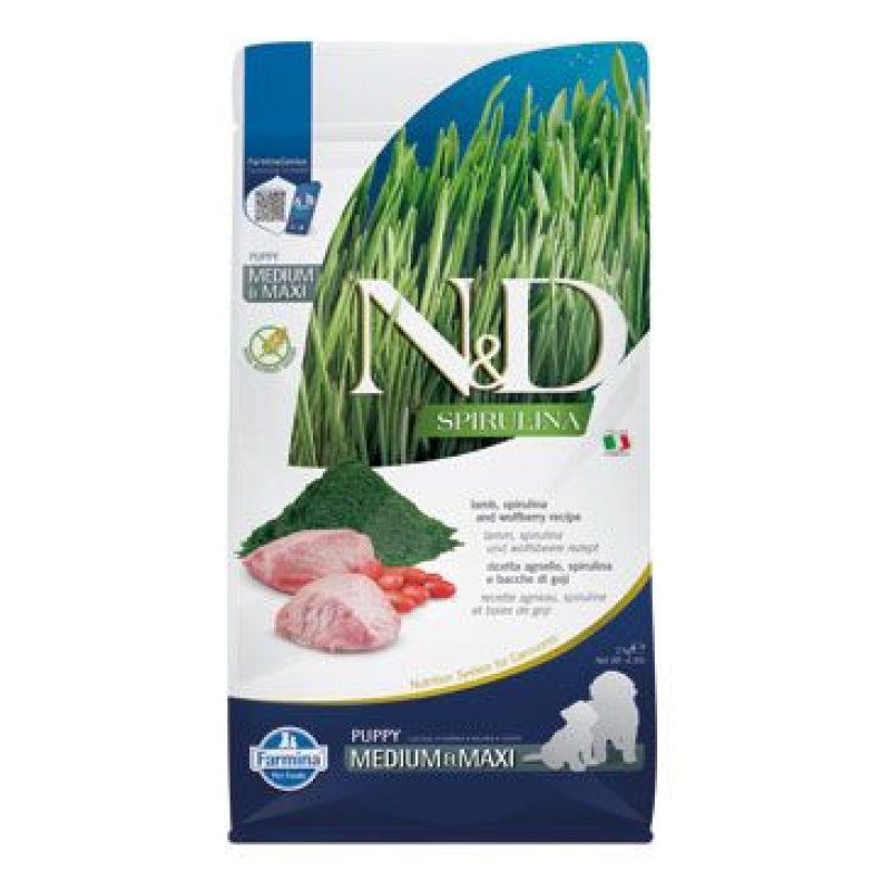 N&D SPIRULINA DOG Puppy M/L Lamb & Wolfberry 2 kg