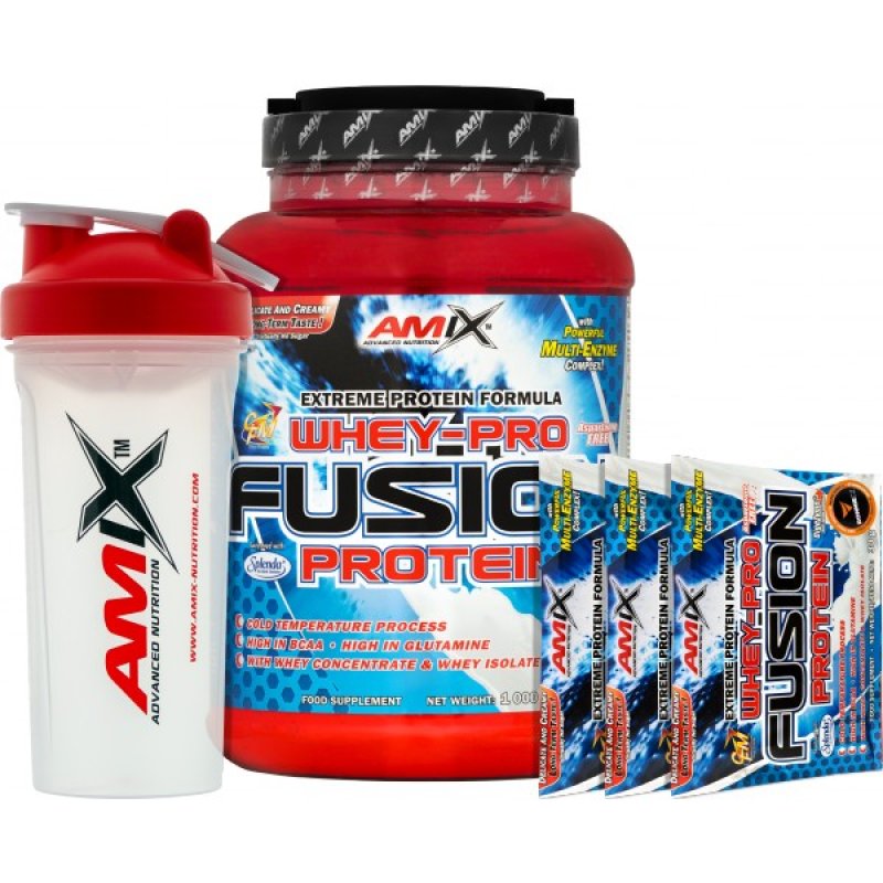 Amix Whey-Pro Fusion Protein 1000 g + šejkr + 3x vzorek zdarma