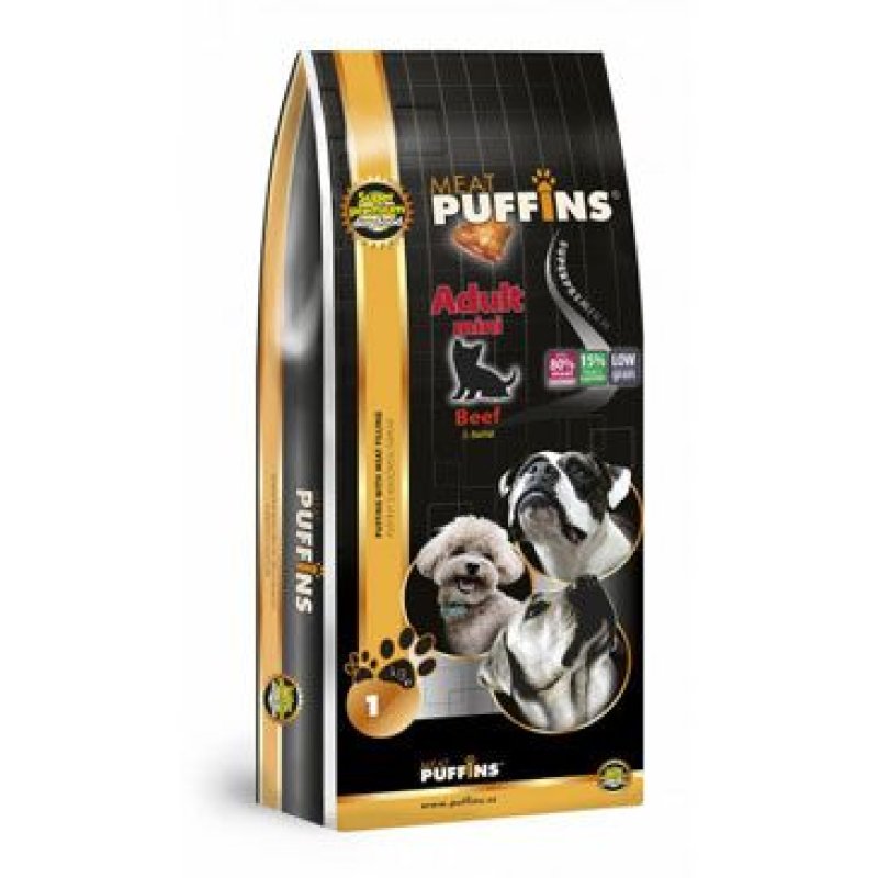 Puffins Dog Adult Mini Beef 15 kg