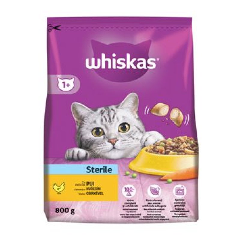 Whiskas Dry Sterile s kuř. 800 g