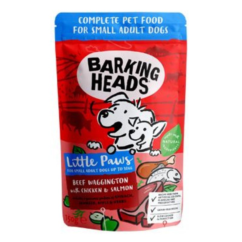 BARKING HEADS Litt.Paws Beef+Chick+Salm kapsička 150 g