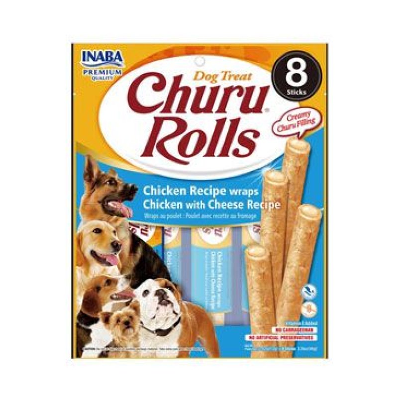 Churu Dog Rolls Chicken with Cheese wraps 8 x 12 g