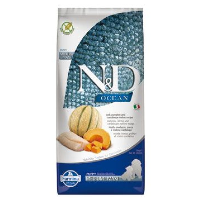 N&D OCEAN DOG Puppy M/L Codfish & Pumpkin & Melon 12 kg