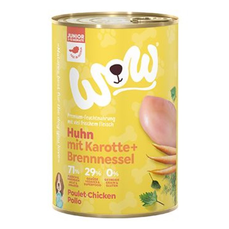 WOW konzerva Kuřecí s karotkou Junior 400 g