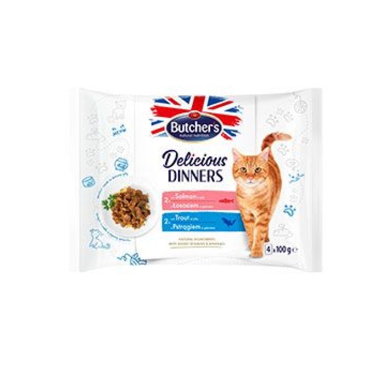 Butcher's Cat Delic.Dinners losos/pstruh kapsa 4 x 100 g