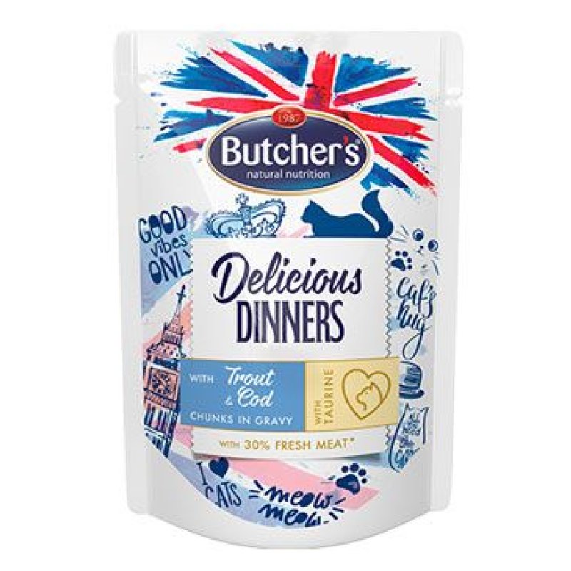 Butcher's Cat Delic. Dinner pstruh+treska kapsa 100 g