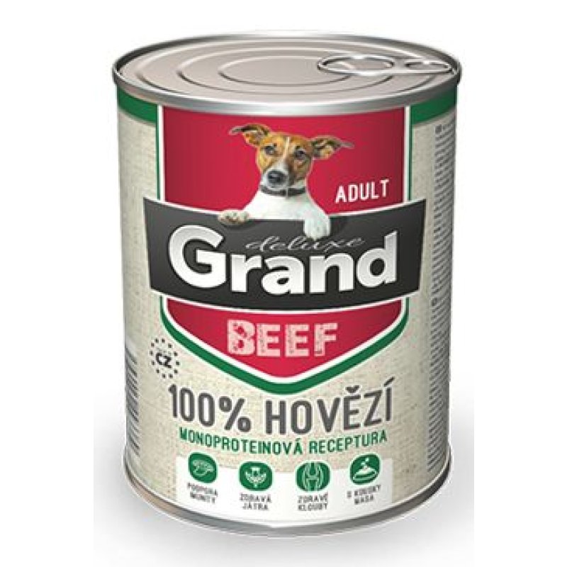 GRAND konzerva pes deluxe 100% hovězí 400 g