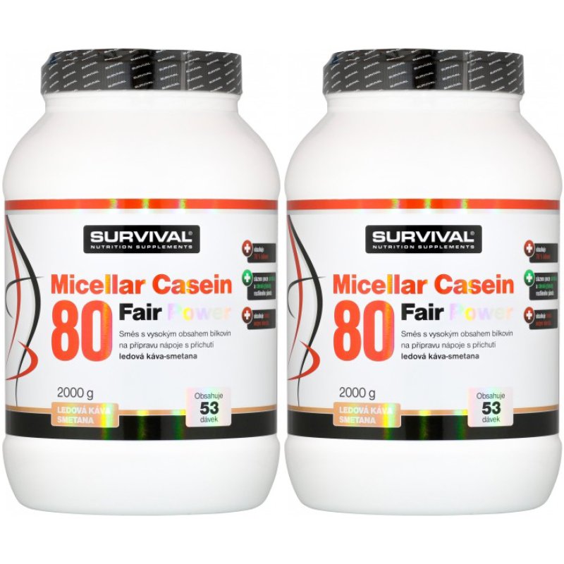 Survival Micellar Casein 80 Fair Power 2000 g, ledová káva-smetana - AKCE 1+1