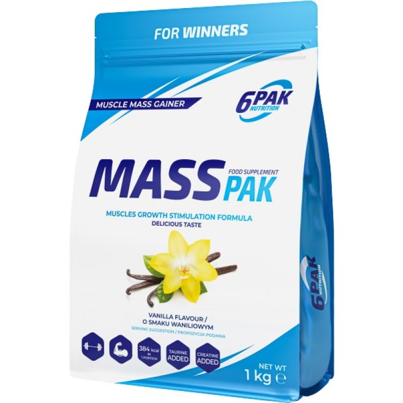 6Pak Nutrition Mass Pak - 1000 g, malina