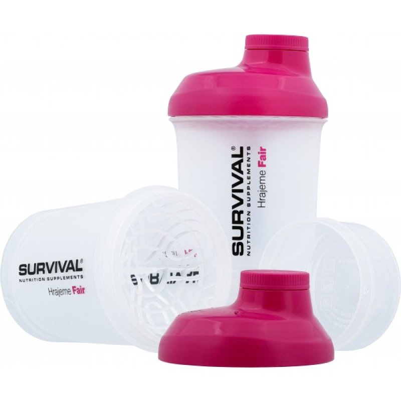 Šejkr Survival se zásobníkem 300 ml, růžový