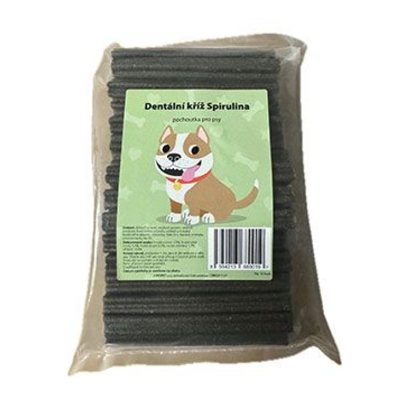 Pochoutka Dentální kříž Spirulina 12,5 cm 50 ks