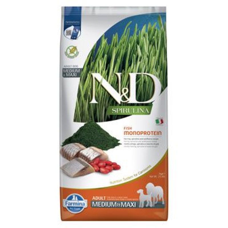 N&D SPIRULINA DOG Adult M/L Herring & Wolfberry 7 kg