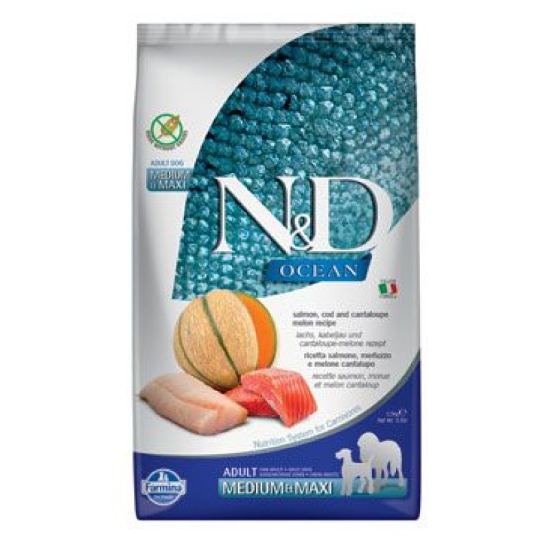 N&D OCEAN DOG Adult M/L Salmon & Cod & Melon 2,5 kg