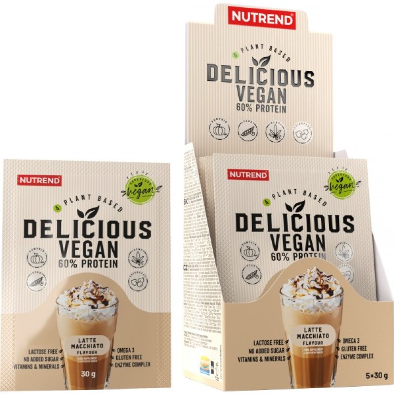 Nutrend Delicious Vegan Protein - 5 x 30 g, latte macchiato