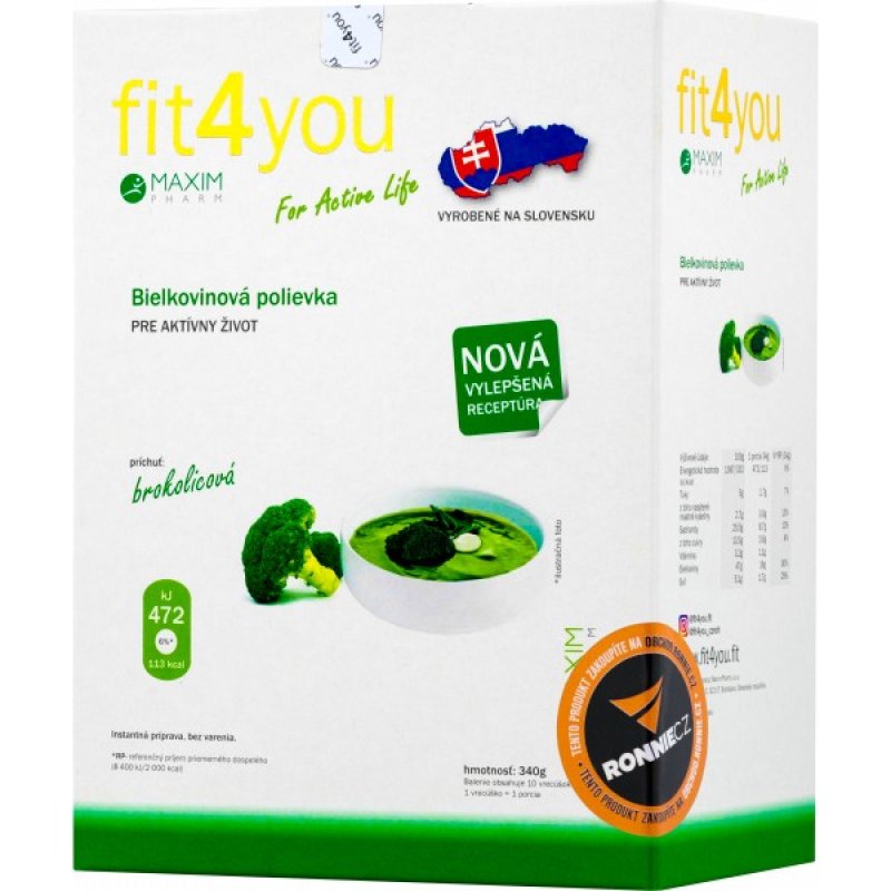 Fit4you Bílkovinová polévka - 10x 34 g, brokolicová