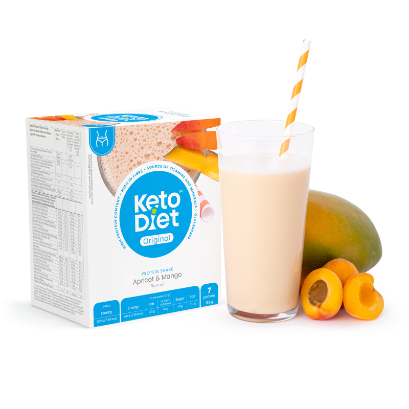 KetoDiet Proteinový nápoj – příchuť meruňka a mango (7 porcí)