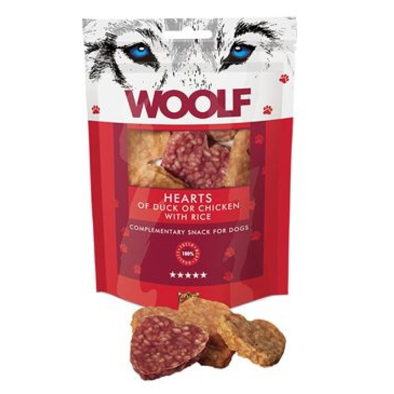 WOOLF Duck Or Chicken Hearts With Rice 100 g