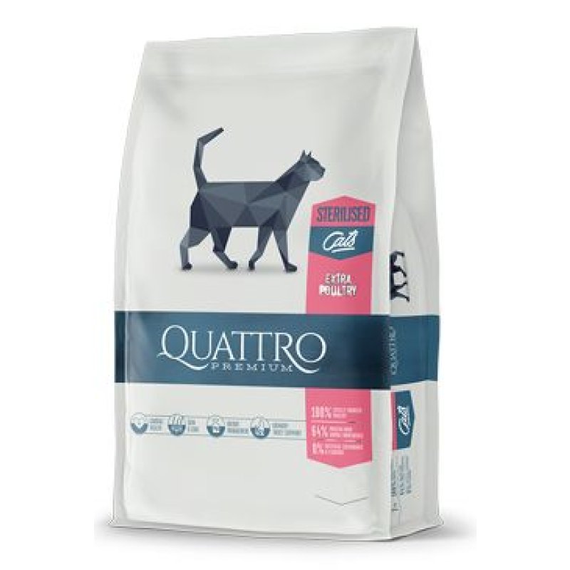 QUATTRO Cat Dry Premium all Breed Steril. Drůbež 1,5 kg