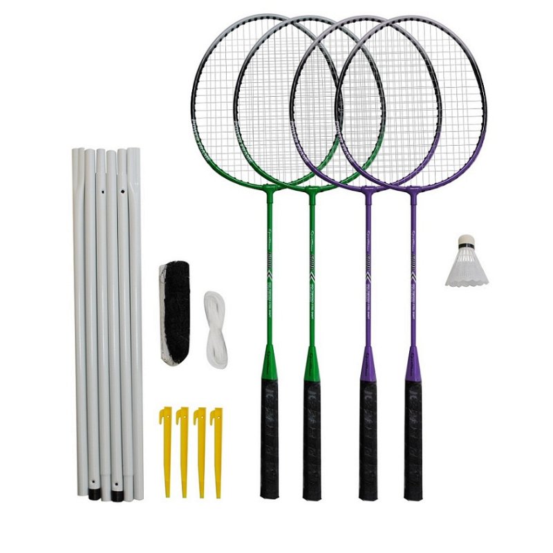 Badmintonový set 4x raketa, 1x míček, síť, vak