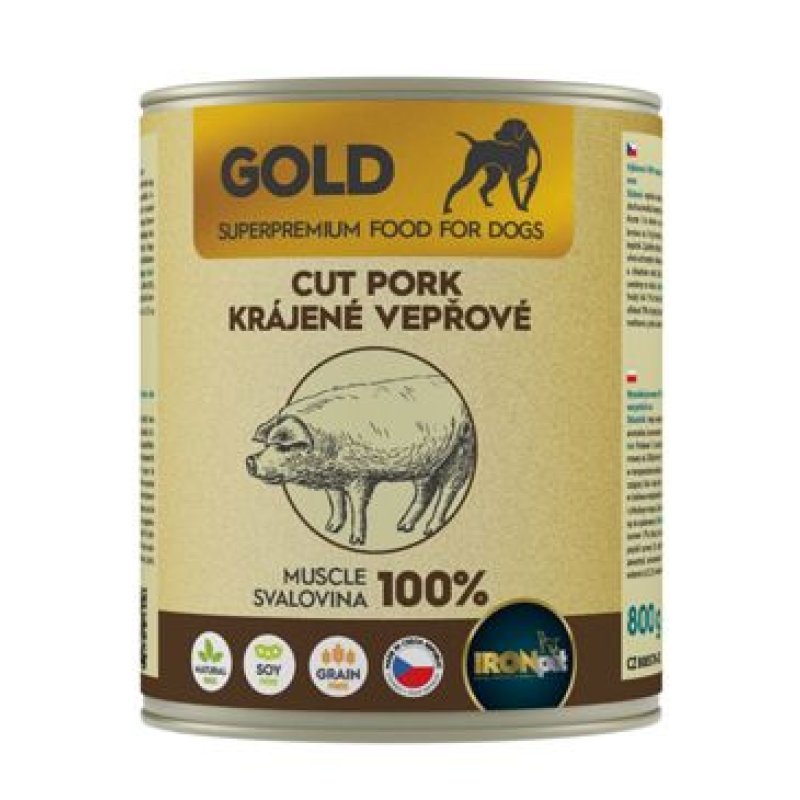 IRONpet Gold Dog Pork cut muscle konzerva 800 g