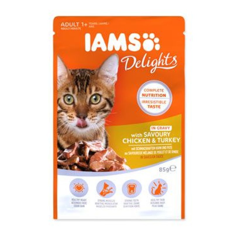 Iams Cat Kuře a krůta v omáčce kapsa 85 g