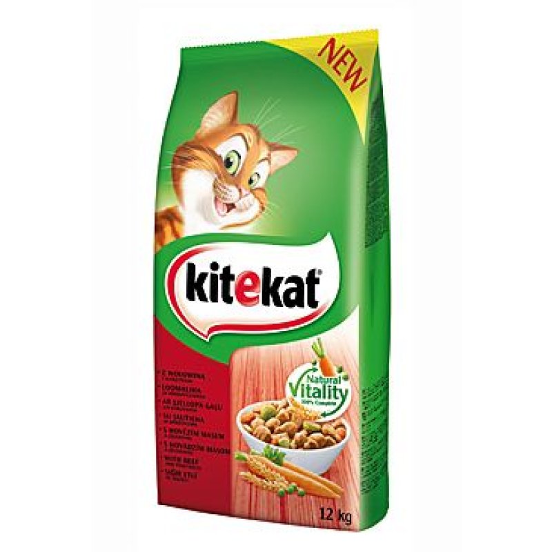 Kitekat Dry hovězí se zeleninou 12 kg