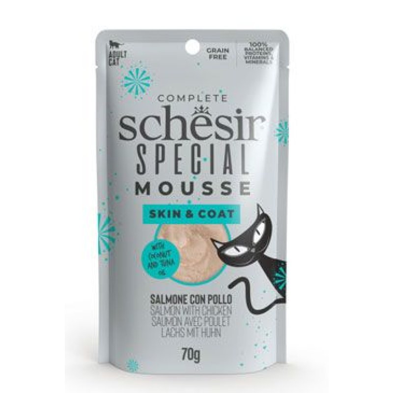 Schesir Cat kapsa Special Mousse Skin&Coat losos/kuře 70 g