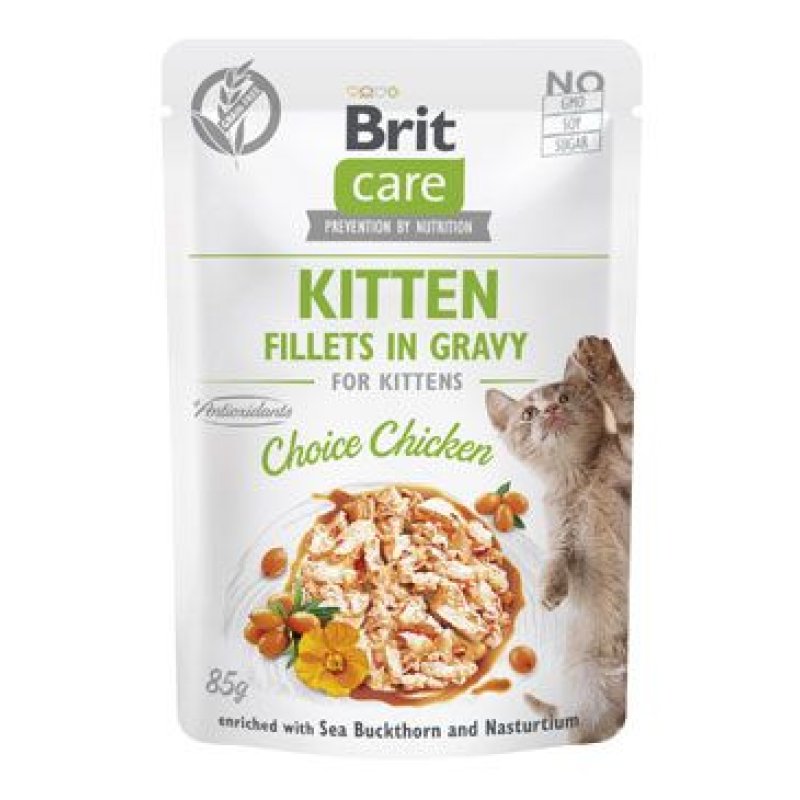 Brit Care Cat Fillets in Gravy Kitten Choi. Chicken 85 g