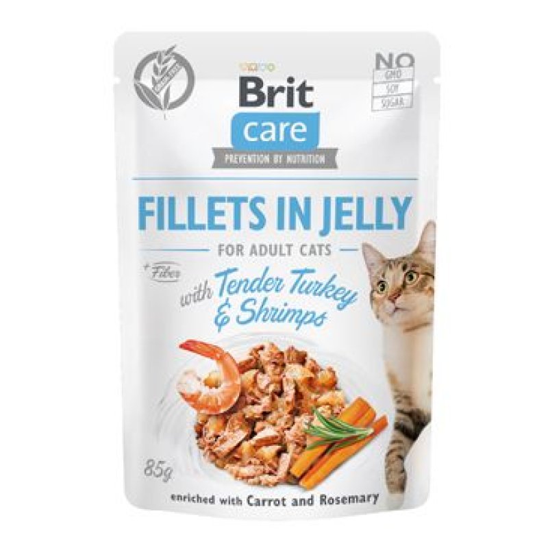 Brit Care Cat Fillets in Jelly with Turkey&Shrimps 85 g