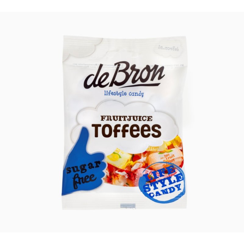 deBron Fruitjuice Toffees ovocné bonbony bez cukru 90 g