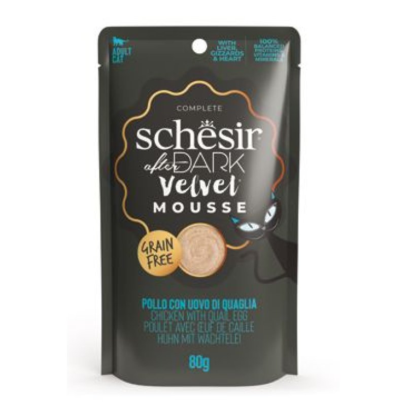 Schesir Cat kapsa After Dark Velv.Mousse kuře/vejce 80 g