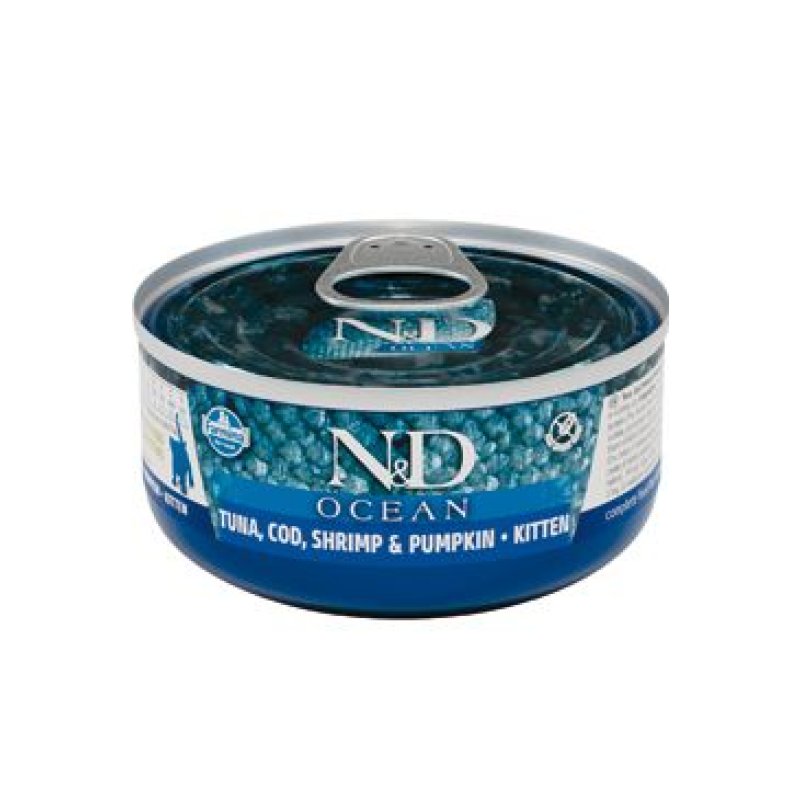 N&D CAT OCEAN Kitten Tuna & Cod & Shrimp & Pumpkin 70 g