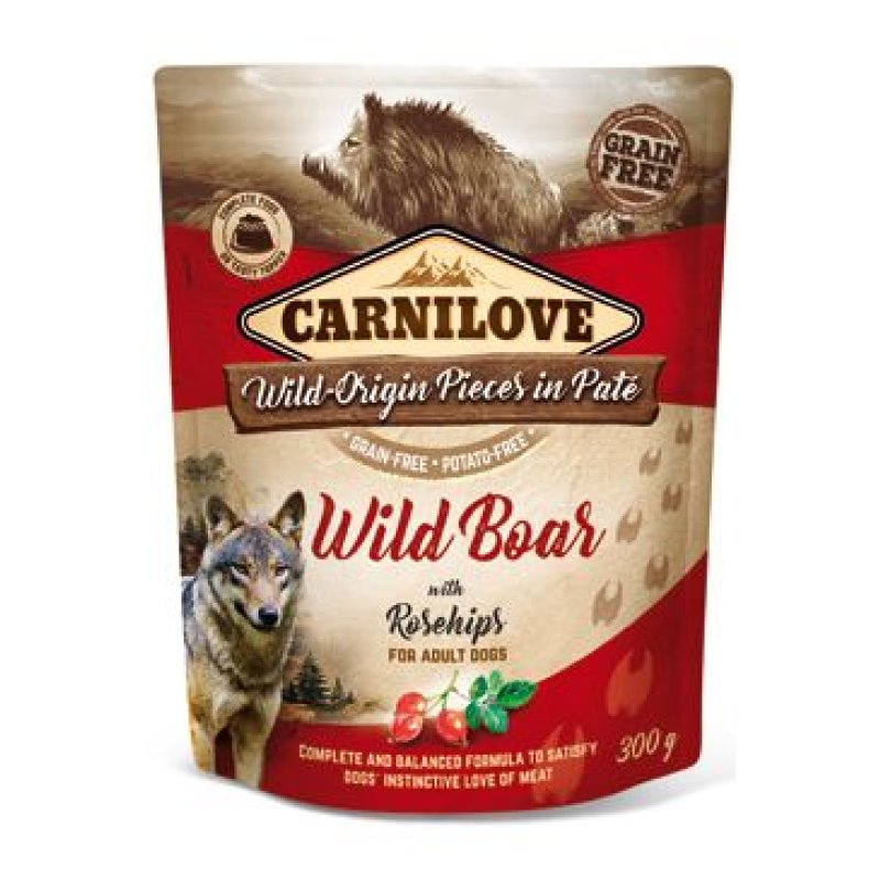 Carnilove Dog Pouch Paté Wild Boar & Rosehips 300 g