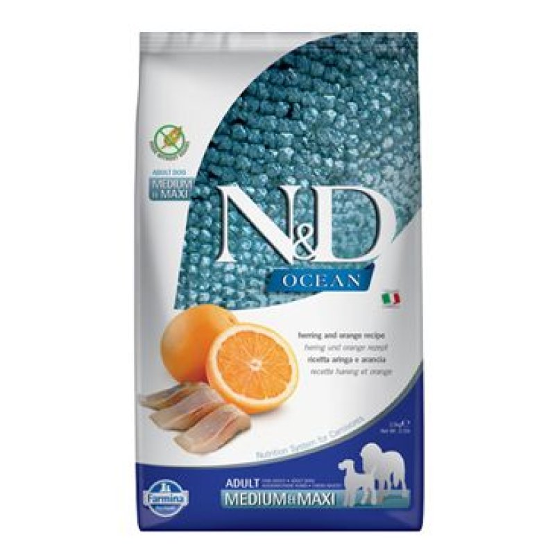 N&D OCEAN DOG Adult M/L Herring & Orange 2,5 kg