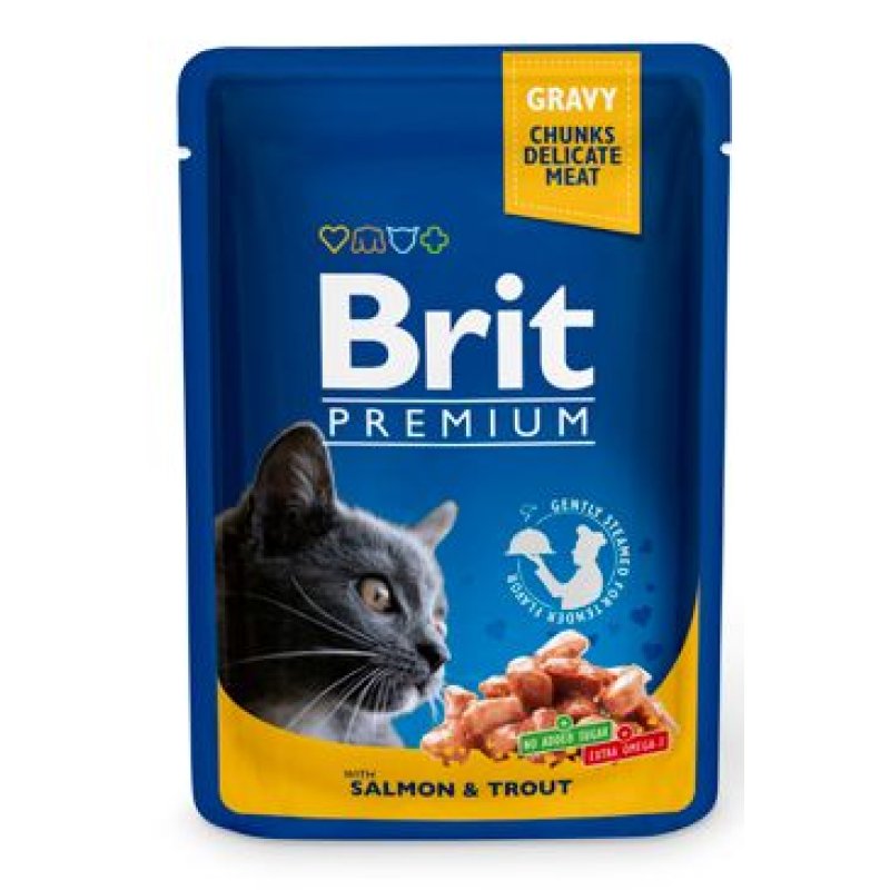 Brit Premium Cat kapsa with Salmon & Trout 100 g