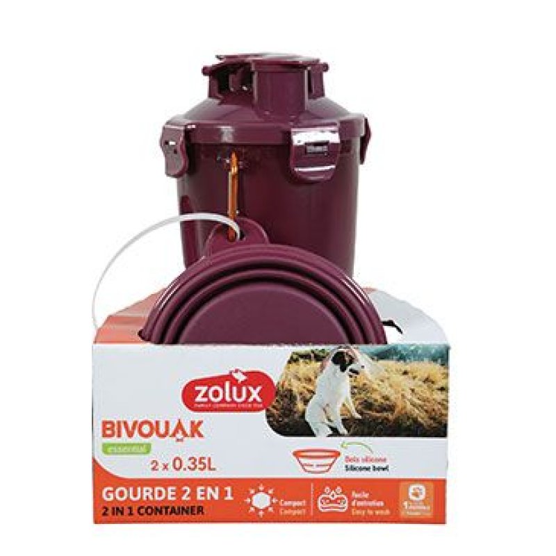 Zolux Lahev 2v1+ 2 misky BIVOUAK 2 x 350 ml červená