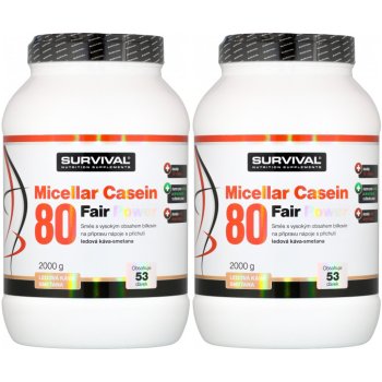 Survival Micellar Casein 80 Fair Power 2000 g, ledová káva-smetana - AKCE 1+1