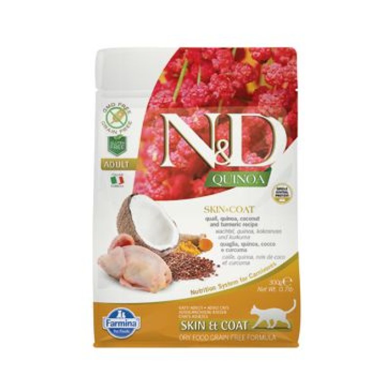 N&D Quinoa CAT Skin & Coat Quail & Coconut 300 g