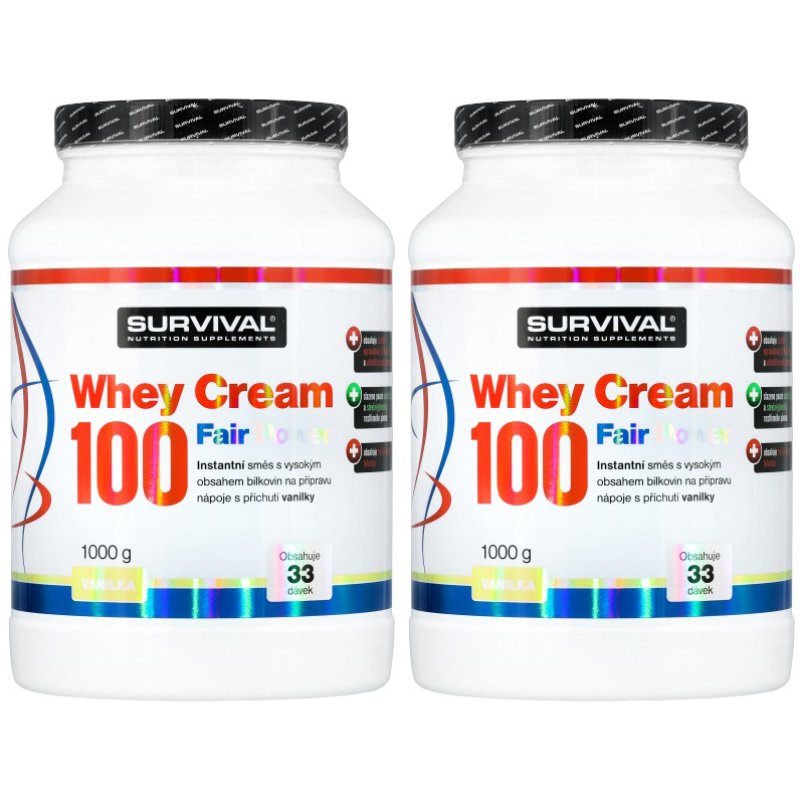 Survival Whey Cream 100 Fair Power 2000 g, vanilka - AKCE 1+1