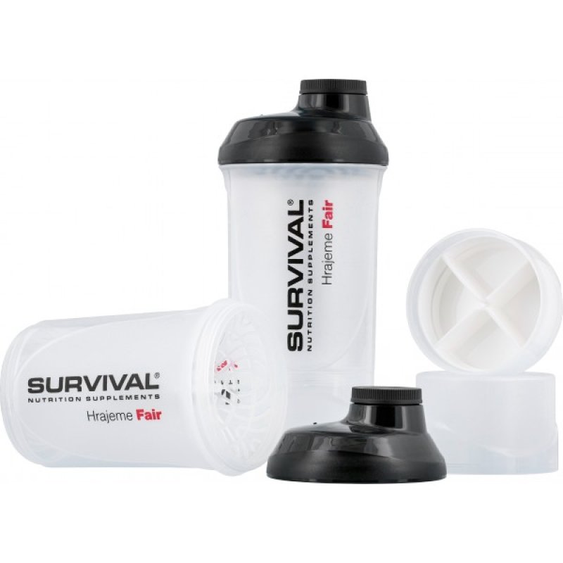 Šejkr Survival se zásobníky 600 ml (bílo-černý)