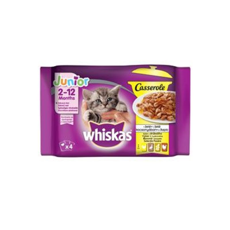 Whiskas kapsa Casserole Junior drůbeží v želé 4 x 85 g