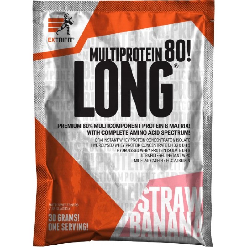 Extrifit Long 80 Multiprotein - 30 g, jahoda-banán