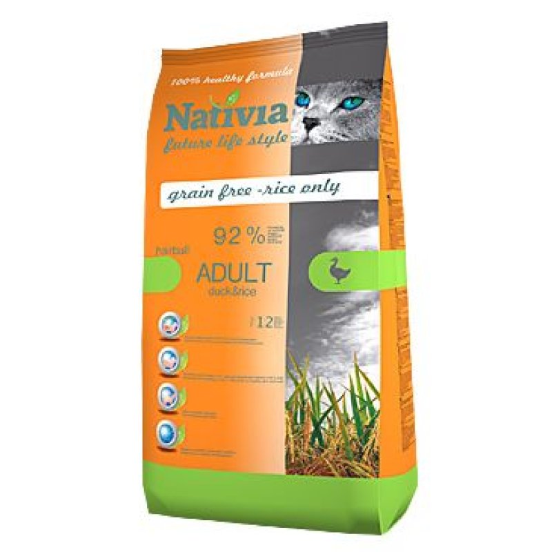 Nativia Cat Adult Duck & Rice Hairball 10 kg